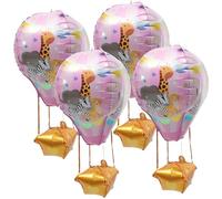 VANZACK Ballons Aluminium Montgolfière 4 Pcs Rose Décorations de Fête D'anniversaire Garçon et Filles Fournitures Festival Ballon du Festival Fête D'anniversaire