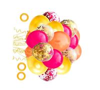 VANZACK Ballons De Fête En Latex à Confettis 60 Pcs Rouge Orange Or, Latex Sans Danger, Décoration Suspendue Pour Anniversaire Bébé Avec 3 Rubans Glitter, Kit Déco Mur Plafond