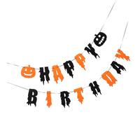 VANZACK Bannière d'Halloween en Feutre Inscription « Joyeux Anniversaire » Décoration Suspendue pour Fête d'Halloween Guirlande Décorative Colorée pour Plafond et Mur Accessoire Festif