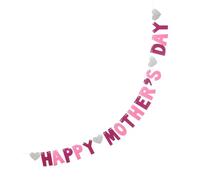 VANZACK Bannière Suspendue en Papier Pailleté pour Fête des Mères - Lettres « Joyeuse Fête des Mères » en Rose Fuchsia et Rose Clair - Décoration Murale Intérieure - Guirlande Décorative