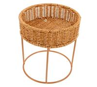 VANZACK Boho Mini Flower Stand Rattan Plant Holder Rack for Succulents and Cacti Portable Desktop Decorative Display Shelf for Living Balcony and Office