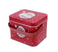 VANZACK Boîte à Biscuits en Fer-Blanc Vintage Poignée Boîte de Noël en Métal Rectangulaire pour Rangement de Friandises et Présents Pot à Biscuits Décoratif Cuisine et Fêtes Coffret