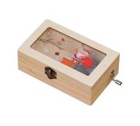 VANZACK Boîte à Musique en Bois à Manivelle Noël, Décoration de Bureau Festive, Musical Mélodie, Présent D’Anniversaire, Ornement de Table pour Noël, 1 Pièce