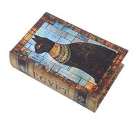 VANZACK Boîte de Rangement Décorative de Faux Livre Vintage Petit Format en Bois Compartiment Secret Imitation Livre Égypte Chat pour Bureau Bibliothèque et Rangement Sécurisé