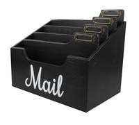 VANZACK Boîte de Rangement en Bois pour Bureau avec Plusieurs Compartiments, Design Rustique Noir, Facile à Nettoyer, pour Organiser au Bureau ou Maison