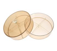 VANZACK Boîte de Rangement Plastique à Double Compartiment Transparente Jaune Couvercle, Boîte à Goûter Compartimentée pour Fruits Secs et Collations, Plateau de Stockage Multifonction