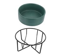 VANZACK Bol à Manger Céramique pour Chats Et Chiens avec Support Élevé Bol Protecteur pour Nourriture Et Eau Gamelle Antidérapante Couleur Verte avec Support