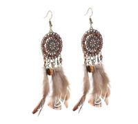 VANZACK Boucles D'oreilles Bohèmes Plume Pendantes Femme Bijou Ethnique Léger Voyage Style Indigène Pompon
