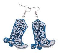 VANZACK Boucles D'oreilles Cowgirl Pendantes Rétro en Acrylique Bleu, Bijoux Champêtres pour Femmes, Légères et Confortables, Style Western Vintage et Créatif, Présent Élégant pour Usage Quotidien