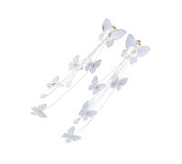 VANZACK Boucles d'Oreilles Longues en Tissu Voile à Motif Papillonné Clips d'Oreille sans Piercing Bijoux d'Oreille Délicats pour Femmes Manchettes d'Oreille Légères Accessoire