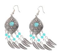 VANZACK Boucles D'oreilles Pendantes Feuilles Bohèmes en Alliage Vintage pour Femme Fille Style Hippie Plage Franges Légères Élégantes
