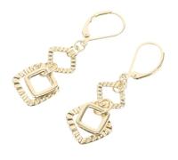 VANZACK Boucles d'Oreilles Pendantes Géométriques Carrées Dorées Double Couche Plissée Légères et Confortables 1 Paire Bijoux Élégants pour Mariages et Tenues Décontractées