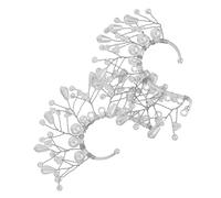 VANZACK Boucles Oreilles Épingles Elfique Non-percées pour Femmes Manchettes Oreille avec Perles Imitation Blanches Bijoux de Mariage pour Mariées et Demoiselles Honneur