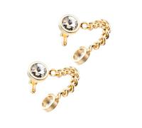 VANZACK Boutons De Manchette en Cristal Doré Chaîne Ronde, Accessoires Chemise Élégants, Métal Plaqué Or, pour Homme, Occasions Formelles Et Affaires,