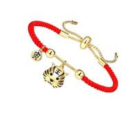 VANZACK Bracelet Amulette en Corde Rouge Réglable Nœud Tressé Noir Symbole Tigre Protection Amulette pour L'Année du Tigre Présent Nouvel An pour Femme et Couple