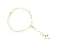 VANZACK Bracelet Croix Religieux Perles Bangle Charms et Ajustable pour Poignets pour Communion et Prières Chrétiennes