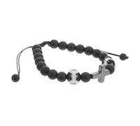 VANZACK Bracelet de Football Ajustable Perles Tressées Accessoire pour Sport Design Unique Croix et Perles Parfait pour Look Chic et Décontracté