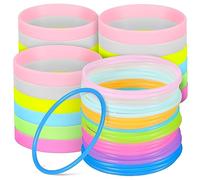 VANZACK Bracelets Phosphorescents Lumineux En Silicone 48 Pièces Mix Couleur Large Et Rond, Unisexe, Pour Course Nocturne Et Activités Extérieures