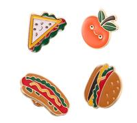 VANZACK Broche Burger et Épingle à Hot-dog en Alliage Solide, Lot de 4 Mini Badges Alimentaires Colorés, Accessoires Mode pour Femmes, pour Paquet, Vestes et Tenues Décontractées