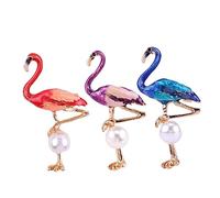 VANZACK Broche Flamant Rose Créative 3pcs Alliage Multicolore Accessoire Mode Pour Femmes Pour Vêtements Et Fêtes