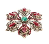 VANZACK Broche Vintage Cristal et Fleur Baroque Broche Rouge pour Femmes Épingle de Revers Élégante Accessoire de Bijouterie pour Noël ou Anniversaire
