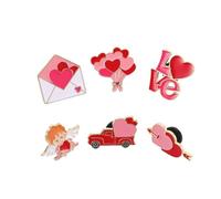 VANZACK Broches en Alliage Saint Valentin 6pcs Motifs Cœur et Cupidon, Accessoires Romantiques Faciles à Assortir pour Dîners Romantiques et Fêtes de Mariage