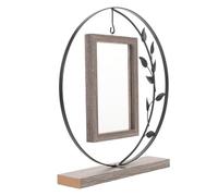 VANZACK Cadre Photo Flottant Vintage en Métal et Bois de Feuille 6 Pouces pour Décoration Maison, Double Face Remplacement Photo Facile, Salon