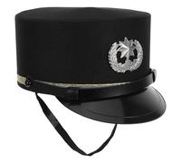 VANZACK Casquette de Chef de Train Noir en Tissu Confortable avec Haute Couronne, Détails Réalistes et Maintien Forme pour Événements Historiques et Rassemblements Spéciaux