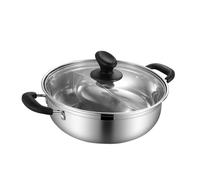 VANZACK Casserole Acier Inoxydable pour Induction Marmite Double Compartiment Deux Saveurs Poignée Anti-brûlure Cuisson Simultanée pour Famille et Restaurant Compatible Gaz et Induction