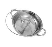 VANZACK Casserole Inox avec Poignée Anti-scalding Marmite Chinoise à Double Compartiment pour Fondue Multifonction Acier Inoxydable Robuste pour Cuisson Maison