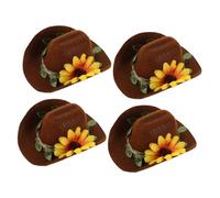 VANZACK Chapeaux de Cowboy Miniatures pour Petits Animaux Motif Floral, Sangle Ajustable, Feutre Résistant, Taille Petite, pour Reptiles, Hamsters et Cochons d'Inde, Accessoires Festifs