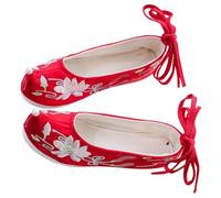 VANZACK Chaussures Brodées De Style Chinois Pantoufles Hanfu à Talons Compensés Et Confortables