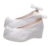 VANZACK Chaussures de Mariée Brodées en Coton Motif Floral Talon Plat Antidérapant Taille 37 Chaussures de Danse Légères pour Mariage et Cérémonie