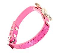 VANZACK Collier à Arc en Strass Chiens Toilettage Colliers Petit Ajustable UV Nom Embrasé Clignotant Collier De Chiot Étiqueter Marguerite Mignon Cols De Chien Unité Centrale Rosé