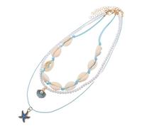 VANZACK Collier Cou Court Style Hawaïen Orné de Perles et Coquillages Naturels Bijou Unique pour Femme