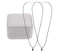 VANZACK Collier Couple Magnétique Puzzle Cœur Noir 2 Cordons Noirs, Coffret Velours Gris, Bijou Assorti pour Saint-valentin, Présent Couple Romantique, Collier Petit Ami et Petite Amie