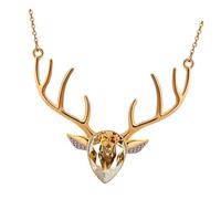VANZACK Collier Élégant avec Pendentif Cerf Or et Cristaux Bijou Chic pour Femme