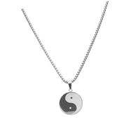 VANZACK Collier Homme Acier Inoxydable Pendentif Rond Tai Chi Symbole Feng Shui Chaîne et Confortable