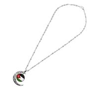 VANZACK Collier Homme avec Pendentif Drapeau Palestine Brillant Chaîne Courte avec Charm Lune Creuse Élégant pour et