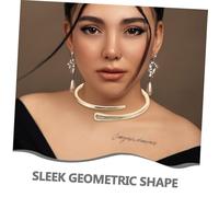 VANZACK Collier Ras-du-cou Punk Féminin En Métal Doré Brillant, Manchette à Ouverture à Ressort, Ajustable Et Géométrique, Bijou D'été Pour Plage Et Occasions