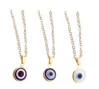 VANZACK Collier Turc Pendentif Œil Bleu En Verre 3 Pièces Chaîne Dorée Pour Femme Amulette Protection Le Mauvais Œil Accessoire Mode Quotidien