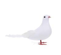 VANZACK Colombe Décorative Factice en Mousse Statue de Colombe Réaliste Blanche Ornement pour Décoration Jardin et Bureau Petite Taille Finition Brillante Décoration Naturelle