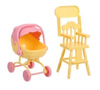 VANZACK Comprend Une Chaise Haute Poussette Miniatures Accessoires de Maison de Poupée pour Jeu de Simulation Jouets pour Garçon Fille