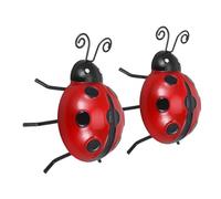 VANZACK Décoration Murale 3d en Fer pour Jardin 2pcs de Sculptures Murales Adorables à Bon Dieu Rouge Crochet pour Porche ou Chambre D'garçon et Filles
