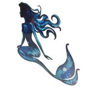 VANZACK Décoration Sirène Murale En Métal Robuste Pour Intérieur Et Extérieur, Jardin Et Terrasse, Motif Sirène Assise, Décor Bord De Mer, Art Mural Décoratif Solide