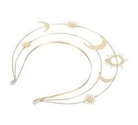 VANZACK Diadème de Déesse Grecque Doré 3 Couches Étoiles et Lunes Serrage-Tête Médiéval Léger pour Fête Anniversaire et Bal Accessoire Coiffure Couronne Halo Solaire Élégant