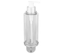 VANZACK Distributeur de Savonnette Liquide Mural 300ml Pompe Manuelle en Métal Argenté Corps Transparent pour Salle de Bain Cuisine, Support Mural Solide, Distributeur Savonnette Salle