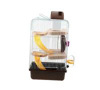 VANZACK Élégant Château pour Hamster À 3 Étages 23 X 17 X 45 Cm Couleur Café en Plastique Robuste Et Étanche avec Pichet À roulettes pour Petits Animaux