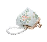 VANZACK Embroidered Purse Small Makeup Pouch with Traditional Chinese Flower Embroidery Compact Clutch Wallet for Women Cute Double Clasp Coin Purse for Versatile Daily Use