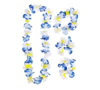 VANZACK Ensemble de 3 Kit Guirlande Hawaïenne Bicolore Fleurs Artificielles pour Fête Tropicale Décoration Murale et Accessoires de Costume Bleu et Blanc